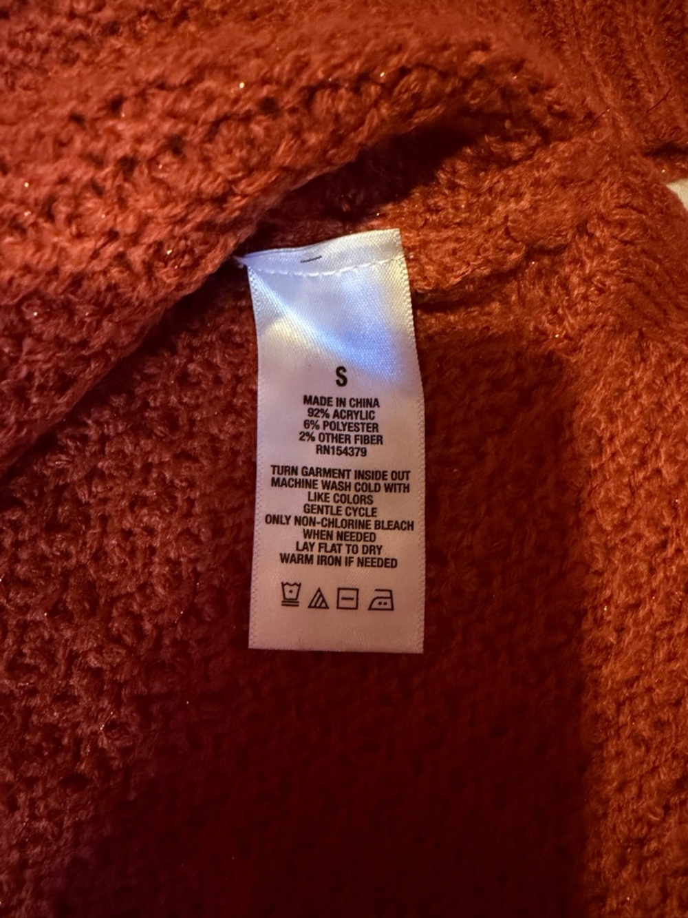 Aeropostale Burnt Orange Knit V-Neck‎ Sweater size S - Picture 4 of 9